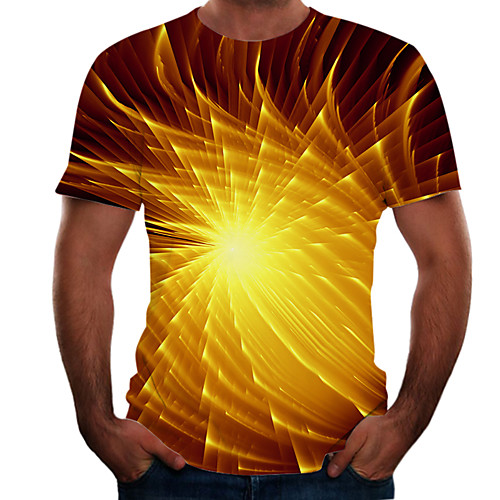 

Men's Plus Size Color Block 3D T-shirt Basic Going out Weekend Round Neck Rainbow / Short Sleeve / Animal