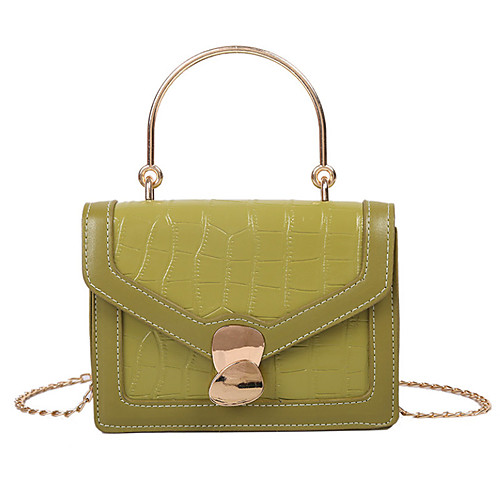 

Women's Zipper Polyester / PU Top Handle Bag Solid Color Green / White / Brown