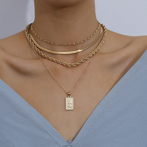 

Women's Layered Necklace Stacking Stackable Totem Series Statement Punk Casual / Sporty Chrome Iron Gold Silver 2810 cm Necklace Jewelry For Street