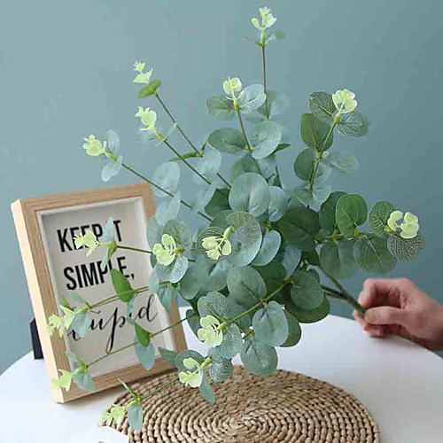 

50cm 4 Fork Eucalyptus Money Leaf Flower Wall Wedding Road Dedicated Artificial Flowers 1 Stick