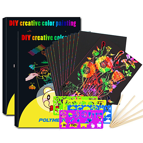 

Drawing Toy Scratch Art Set Magic Scratch Paper Cartoon Flower Animal Pure Paper Painting Creative Kid's Boys and Girls for Birthday Gifts or Party Favors