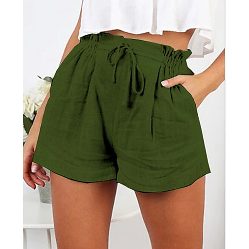 

Women's Basic Loose Chinos Shorts Pants - Solid Colored Black Green Beige S / M / L