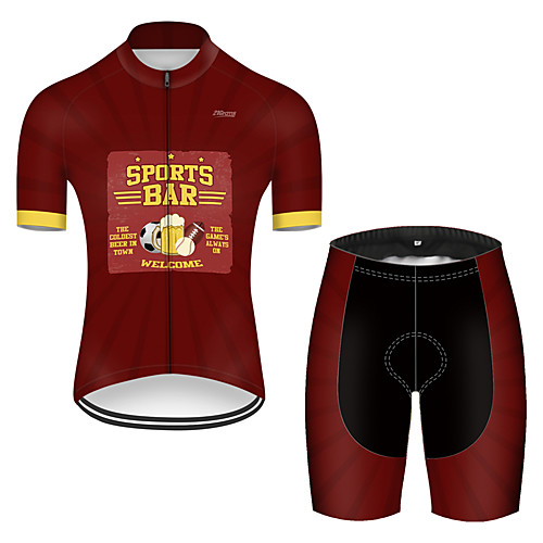 

21Grams Men's Short Sleeve Cycling Jersey with Shorts Nylon Polyester Red / Yellow Funny Oktoberfest Beer Bike Clothing Suit Breathable 3D Pad Quick Dry Ultraviolet Resistant Reflective Strips Sports