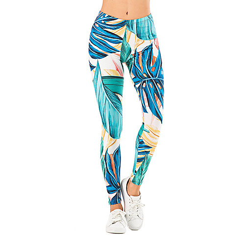 

Women's Yoga Pants 3D Print Blue Elastane Yoga Running Fitness Tights Leggings Sport Activewear Quick Dry Tummy Control Butt Lift Moisture Wicking High Elasticity Skinny