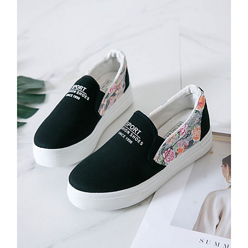 

Women's Sneakers Spring & Summer Creepers Round Toe Daily Canvas White / Black