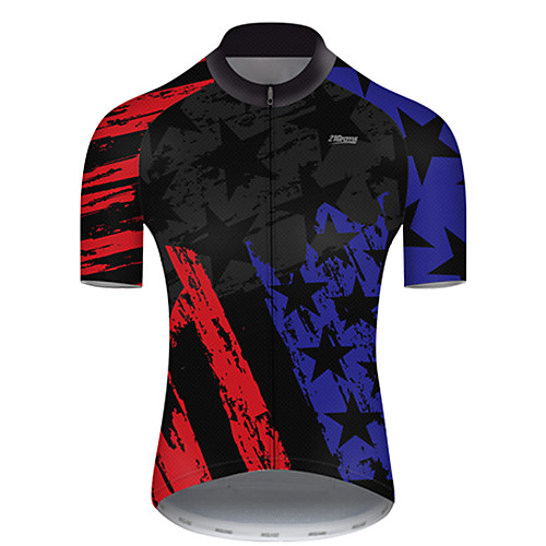 

21Grams Men's Short Sleeve Cycling Jersey Polyester RedBlue American / USA National Flag Bike Jersey Top Mountain Bike MTB Road Bike Cycling Breathable Quick Dry Ultraviolet Resistant Sports
