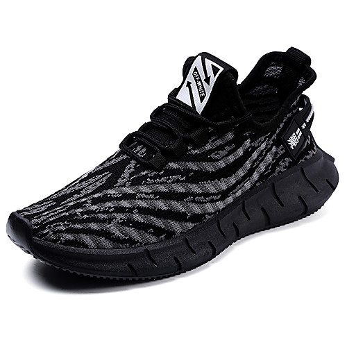

Men's Fall Sporty / Casual Daily Outdoor Trainers / Athletic Shoes Running Shoes / Walking Shoes Tissage Volant Breathable Non-slipping Shock Absorbing Black and White / Black / Gray Color Block