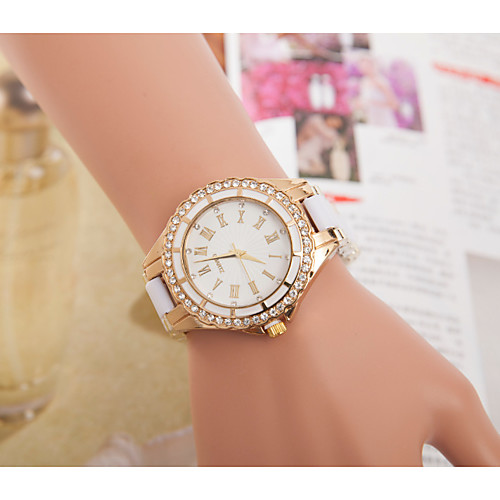 

Geneva Women's Steel Band Watches Synthetic Diamond Fashion Black White Blue Alloy Chinese Digital Blushing Pink Red Blue Cute 30 m 1 pc Analog One Year Battery Life