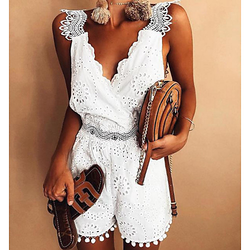 

Women's White Romper Onesie, Solid Colored S M L