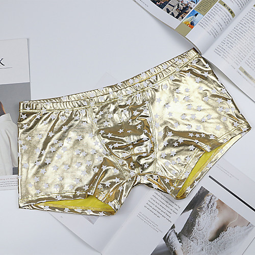 

Men's Print Boxers Underwear - Normal Low Waist Yellow Red Green S M L