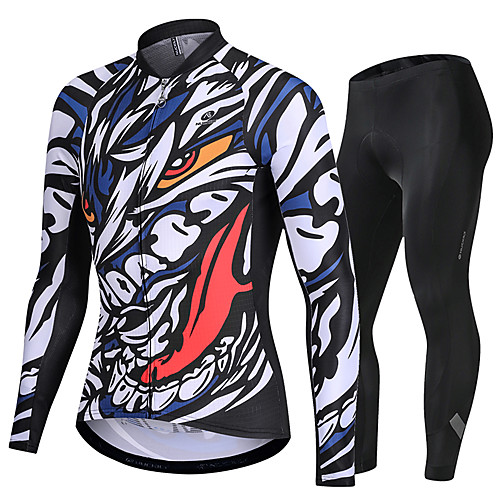 

Nuckily Men's Long Sleeve Cycling Jersey with Tights Black Bike Sports Graffiti Road Bike Cycling Clothing Apparel