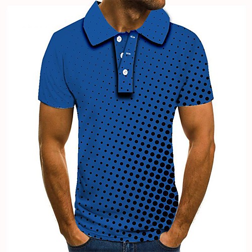 

Men's Polo Graphic Optical Illusion Print Short Sleeve Daily Tops White Blue Purple