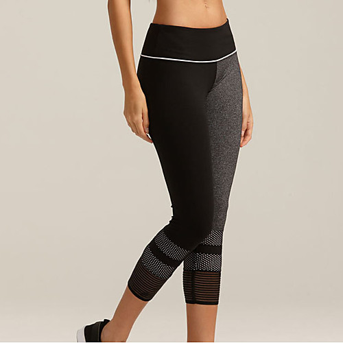 

Women's High Waist Yoga Pants Winter Patchwork Black Elastane Running Fitness Gym Workout 3/4 Tights Sport Activewear Breathable Moisture Wicking Butt Lift Tummy Control High Elasticity Skinny