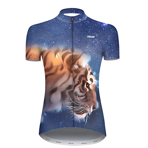 

21Grams Women's Short Sleeve Cycling Jersey Nylon BlueYellow Galaxy Tiger Animal Bike Jersey Top Mountain Bike MTB Road Bike Cycling Breathable Quick Dry Sports Clothing Apparel / Micro-elastic