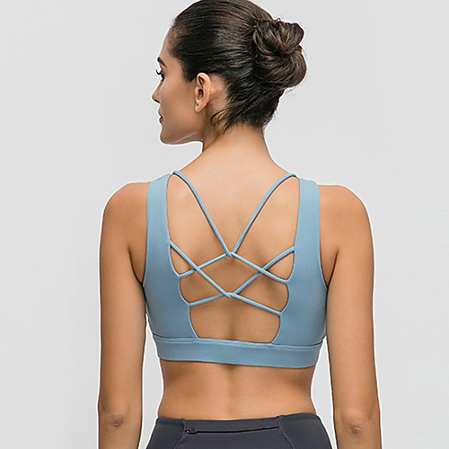 

Women's Sports Bra Medium Support Cut Out Removable Pad Fashion Black Pink Blue Light Blue Yoga Running Fitness Bra Top Sport Activewear Breathable Comfort Quick Dry Freedom Stretchy