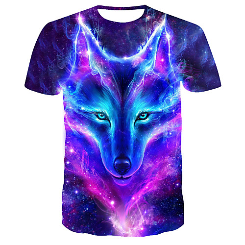

Men's 3D Print T-shirt Daily Round Neck Purple / Short Sleeve