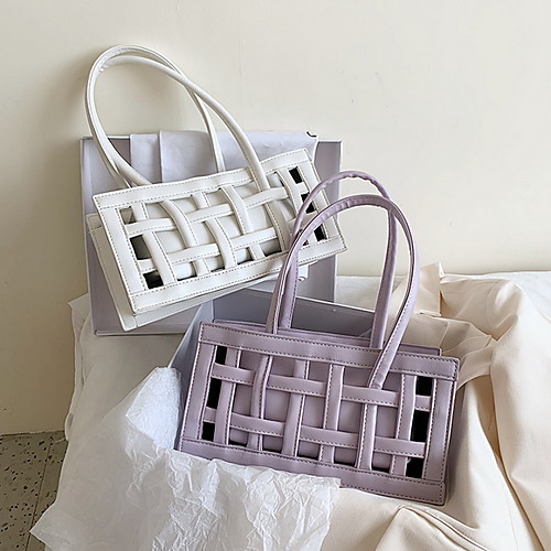 

Women's Hollow-out PU Top Handle Bag Solid Color White / Black / Purple