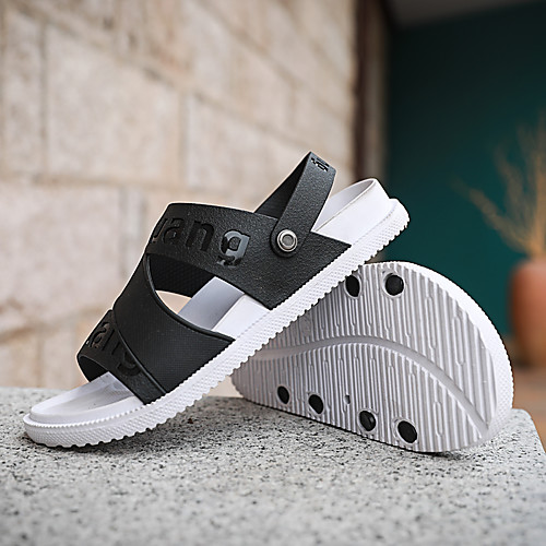 

Men's Summer Beach Daily Outdoor Sandals Walking Shoes Rubber Breathable Non-slipping Shock Absorbing Black / White / Black / Dark Blue