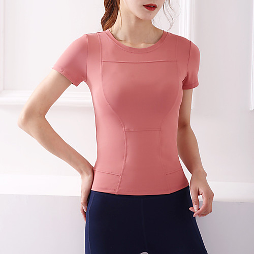 

Women's Elastane Running T-Shirt Workout Shirt Round Neck Running Active Training Fitness Breathable Quick Dry Soft Sportswear Tee / T-shirt Top Short Sleeve Activewear Stretchy
