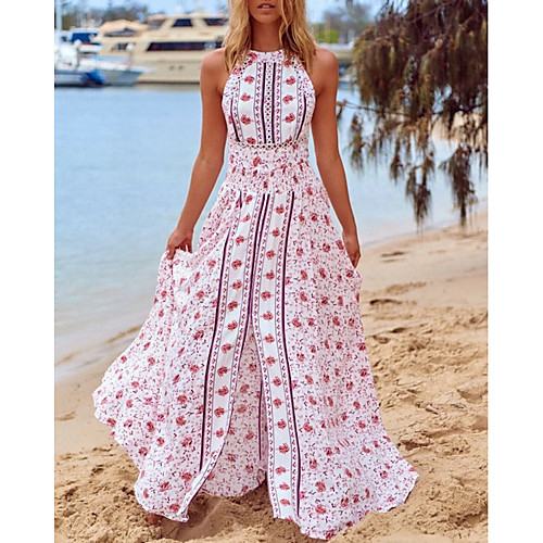 

Women's Sheath Dress Maxi long Dress - Short Sleeves Floral Summer Sexy Mumu 2020 White S M L XL XXL