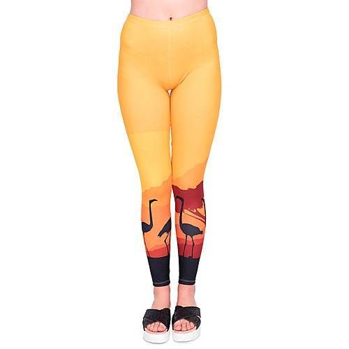 

Women's Yoga Pants 3D Print Yellow Elastane Yoga Running Fitness Tights Leggings Sport Activewear Quick Dry Tummy Control Butt Lift Moisture Wicking High Elasticity Skinny