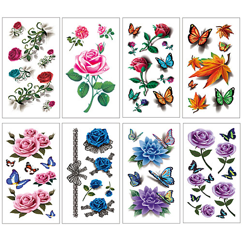 

8 pcs Temporary Tattoos Water Resistant / Waterproof / Mini Style / Safety Face / Body / Hand Water-Transfer Sticker Body Painting Colors