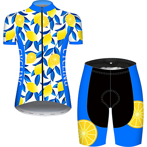 

21Grams Women's Short Sleeve Cycling Jersey with Shorts BlueYellow Fruit Bike Breathable Quick Dry Sports Patterned Mountain Bike MTB Road Bike Cycling Clothing Apparel / Micro-elastic
