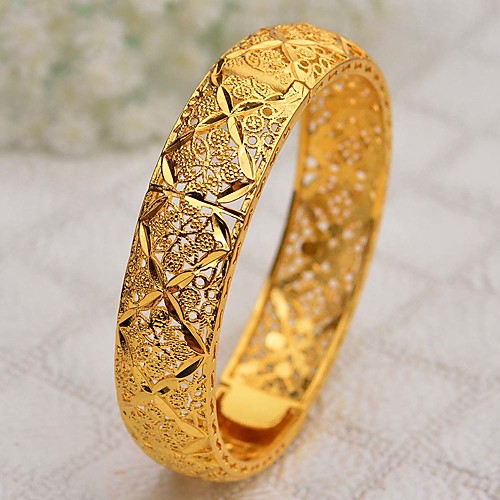 

Women's Bracelet Bangles Hollow Out Wedding Vintage Theme Luxury Classic Trendy Ethnic Africa 24K Gold Plated Bracelet Jewelry Gold For Christmas Wedding Gift Birthday Festival