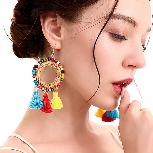 

Women's Hoop Earrings Geometrical Precious Earrings Jewelry Yellow / Red / Orange For Holiday