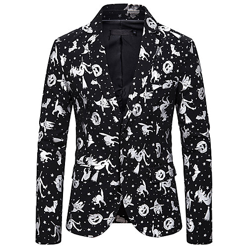 

Men's Blazer, Striped / Floral / Geometric Notch Lapel Polyester Gold / Silver