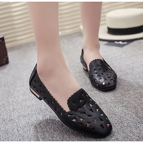 

Women's Loafers & Slip-Ons Summer Flat Heel Closed Toe Daily PU White / Black / Beige