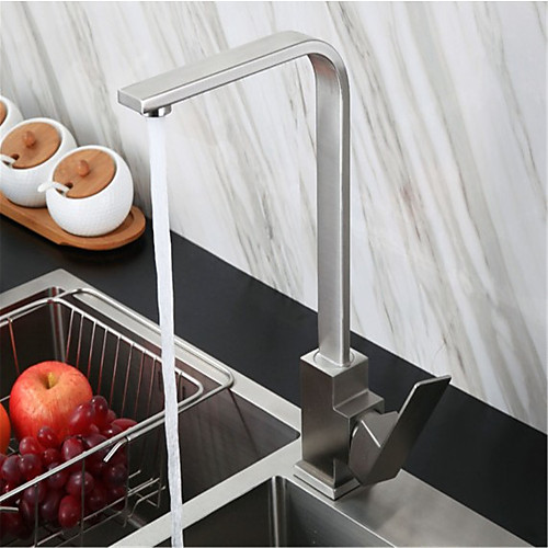 

304 Stainless Steel Kitchen Hot And Cold Faucet Washing Basin Sink Drawing Square Basin Faucet