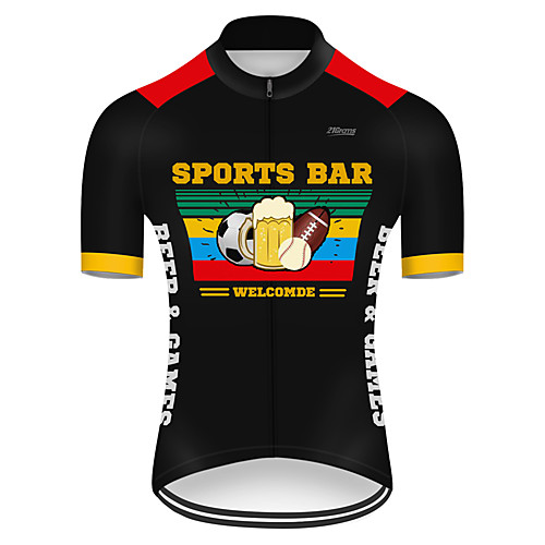 

21Grams Men's Short Sleeve Cycling Jersey Nylon Black / Red Funny Oktoberfest Beer Bike Jersey Top Mountain Bike MTB Road Bike Cycling Quick Dry Breathable Sports Clothing Apparel / Micro-elastic