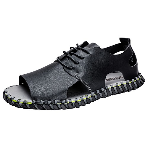 

Men's Summer Daily Outdoor Sandals Nappa Leather Black / Beige