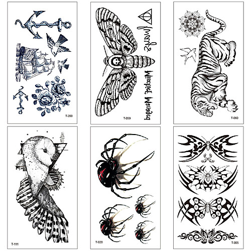 

6 pcs Temporary Tattoos Water Resistant / Waterproof / Mini Style / Safety Face / Body / Hand Water-Transfer Sticker Body Painting Colors