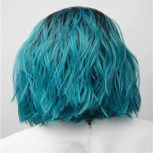 

Synthetic Wig kinky Straight Middle Part Wig Short Black / Blue Synthetic Hair 12 inch Women's Classic Women Easy dressing Blue