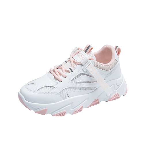 

Women's Trainers / Athletic Shoes Spring & Fall / Spring Flat Heel Round Toe Casual Daily Color Block Mesh / PU Walking Shoes Pink / Green / Gray