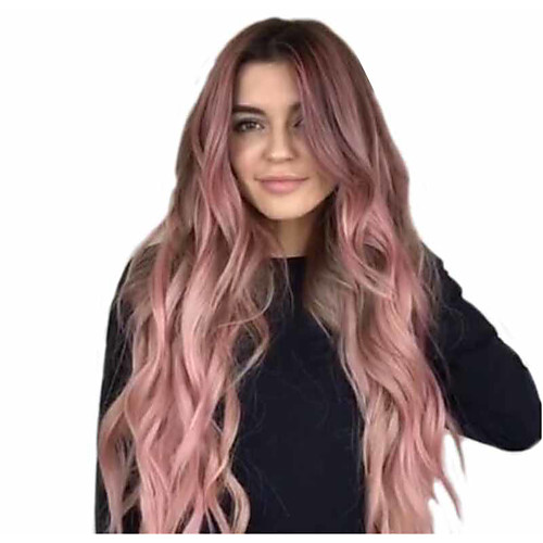 

Synthetic Wig Matte Body Wave Middle Part Wig Very Long Pink / Purple Synthetic Hair 26 inch Women's Fashionable Design Sexy Lady Color Gradient Purple