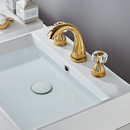 

Bathroom Sink Faucet - Widespread Electroplated Widespread Two Handles Three HolesBath Taps