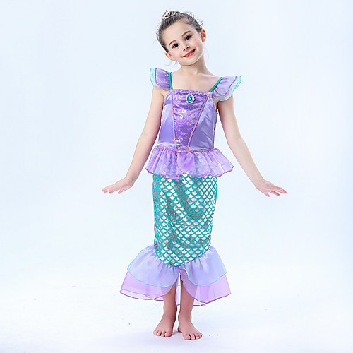 

The Little Mermaid Princess Dress Flower Girl Dress Girls' Movie Cosplay A-Line Slip Purple / Pink Dress Children's Day Masquerade Satin / Tulle