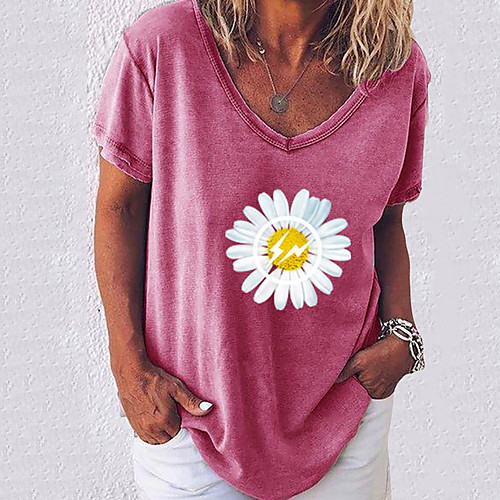 

Women's Graphic Daisy Print T-shirt Daily White / Black / Blue / Army Green / Fuchsia / Gray