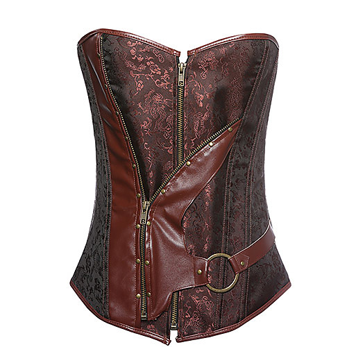 

Women's Zipper Corset Set - Sexy / Fashion, Tie Back / Front Zip Khaki S M L