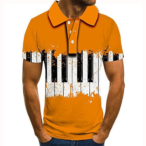 

Men's 3D Graphic Polo Basic Daily Shirt Collar Yellow / Short Sleeve