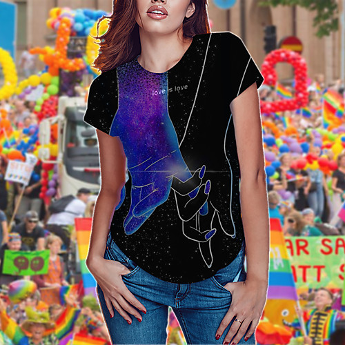 

Women's Tops Graphic 3D Print T-shirt - Print Round Neck Basic Daily Spring Summer Rainbow XS S M L XL 2XL 3XL 4XL 5XL 6XL