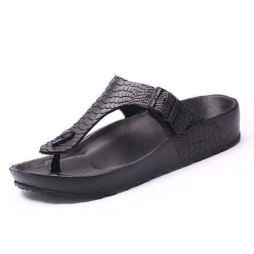 

Men's Summer Classic Daily Slippers & Flip-Flops PU Breathable Dark Grey / White / Black