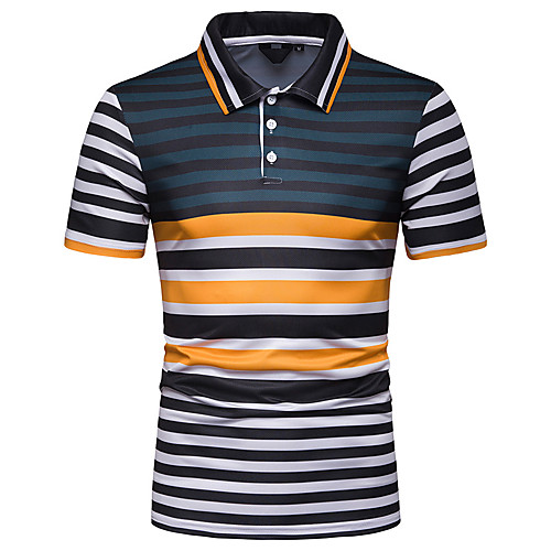 

Men's Striped Print Slim Polo Basic Elegant Daily Going out Rainbow / Short Sleeve