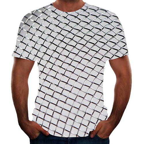 

Men's Plus Size Color Block 3D T-shirt Basic Going out Weekend Round Neck Rainbow / Short Sleeve / Animal