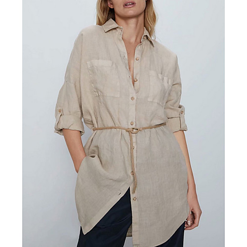 

Summer Linen Long-Sleeve Shirtdress