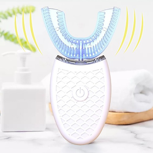 

360 Degrees Intelligent Automatic Sonic Electric Toothbrush U Type Tooth Brush USB Charging Tooth Whitening Blue Light