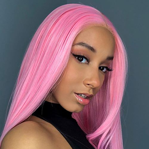 

Synthetic Lace Front Wig Straight Gaga Middle Part Lace Front Wig Pink Long Pink Synthetic Hair 22-26 inch Women's Heat Resistant Women Hot Sale Pink / Glueless